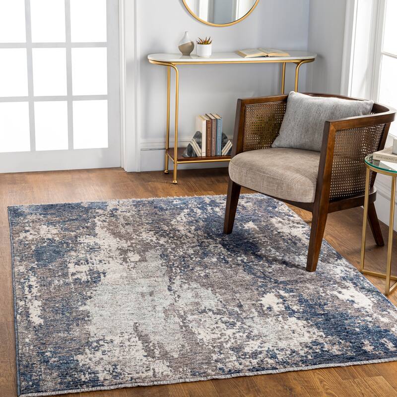 Livabliss Latafat Modern Abstract Area Rug - Blue/Grey - 3' 2" x 10'