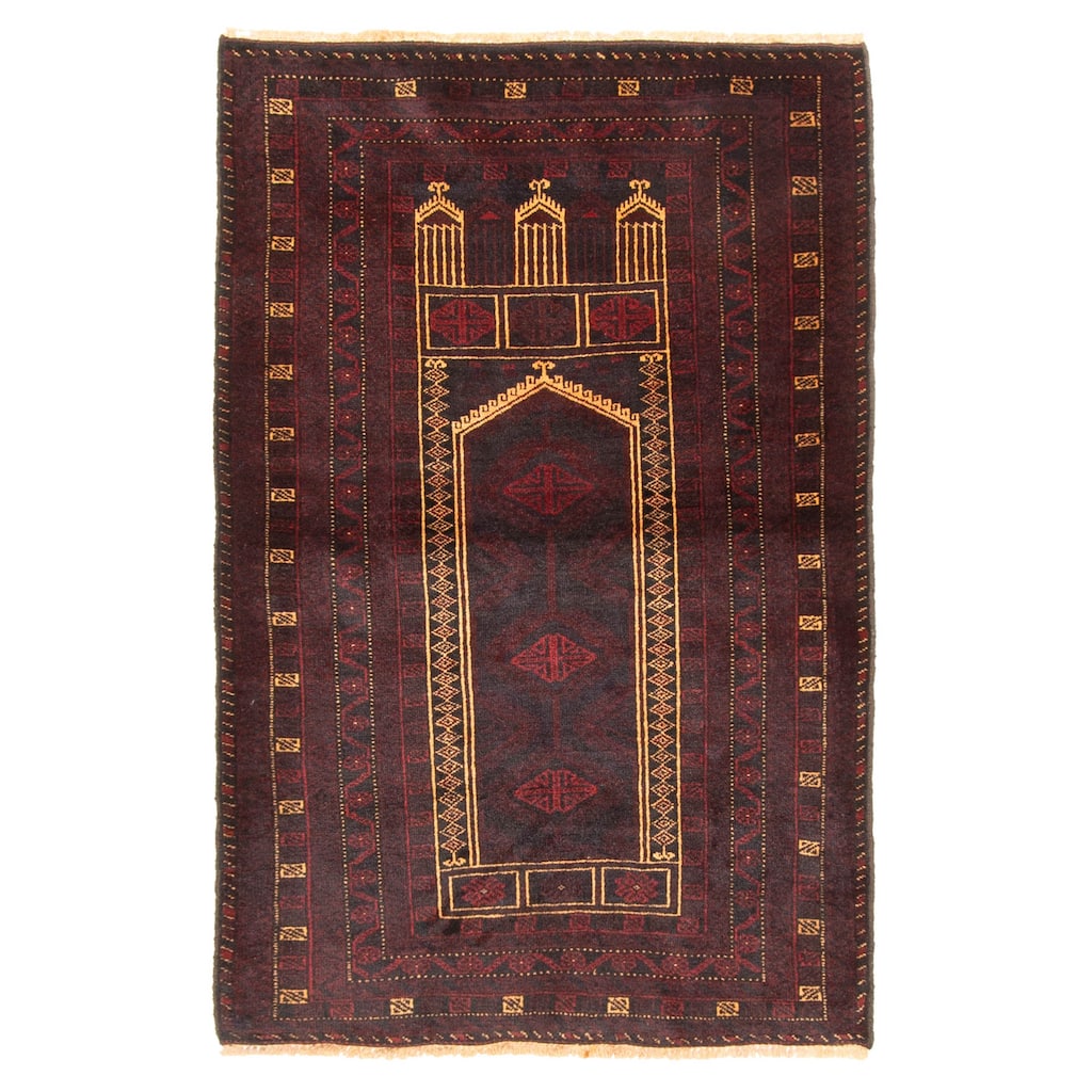 ECARPETGALLERY Hand-knotted Teimani Black Wool Rug - 3'1 x 4'7