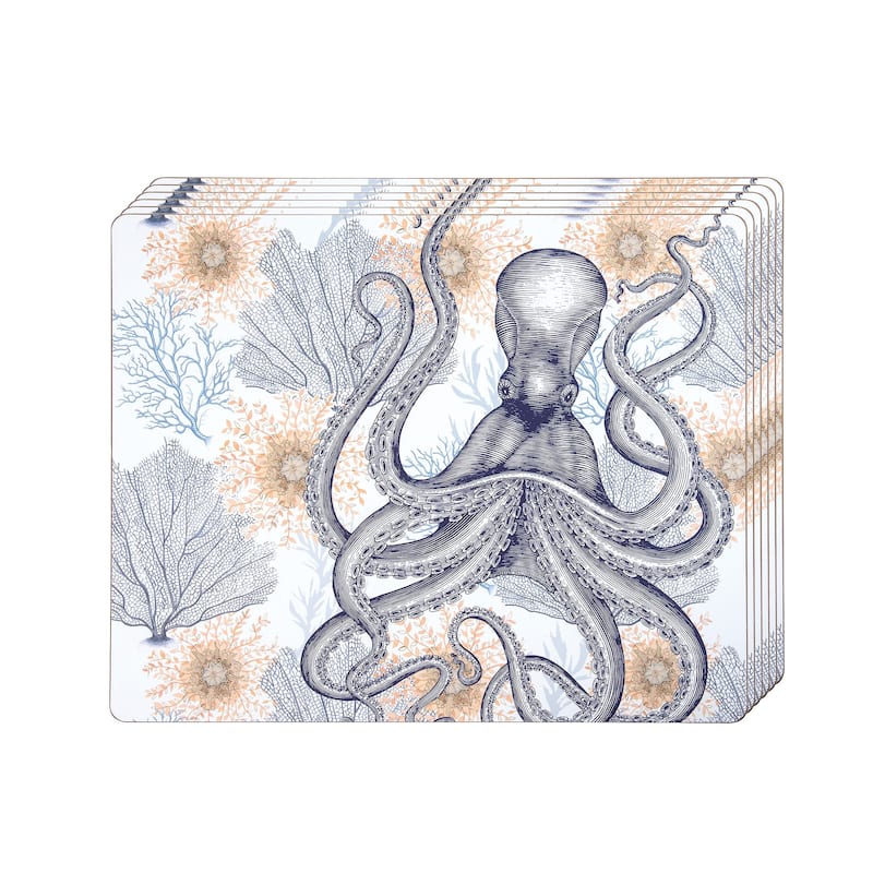 Ochre Octopus Hardboard Placemat Set of 6 - Set of 6