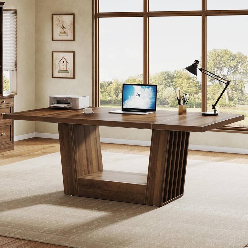 63" Executive Office Desk, Large Computer Desk with Sturdy Metal Frame
