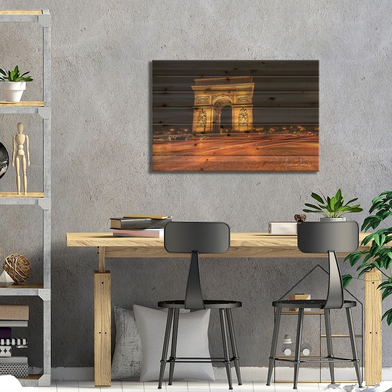 Night In Paris Print On Wood by Anders Jorulf - Multi-Color