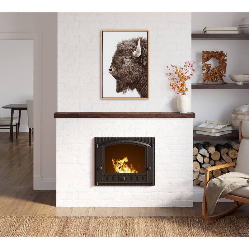 Kate and Laurel Sylvie Bison Profile Framed Canvas by Amy Peterson Art Studio