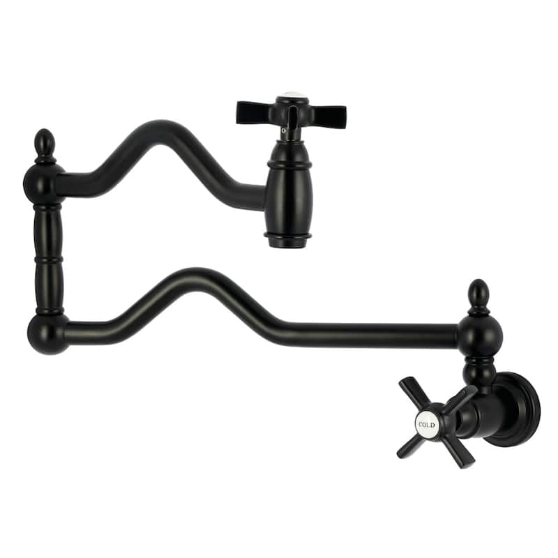 Kingston Brass Essex Double-Handle Wall-Mount Pre-Rinse Bridge Kitchen Faucet - Matte Black