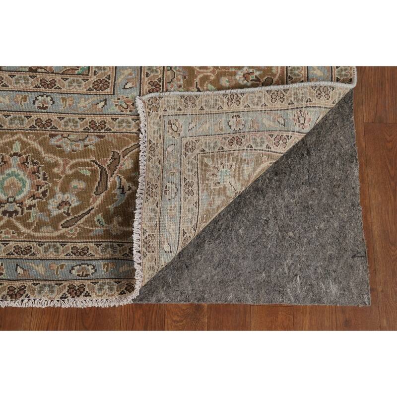 Traditional Kashan Vintage Persian Rug Hand-Knotted Pink Wool Carpet - 9'6" x 13'0"