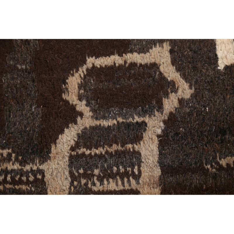 Abstract Moroccan Oriental Wool Area Rug Hand-knotted Bedroom Carpet - 5'9" x 9'6"