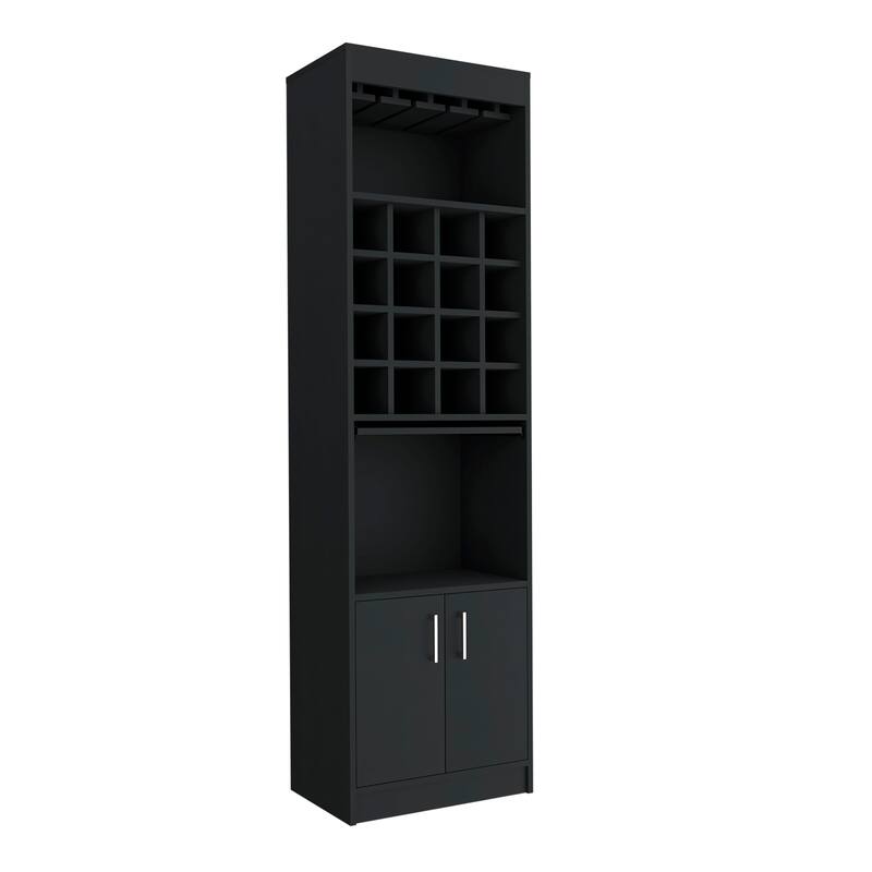 Being Kava Bar Cabinet, Double Door, Two Shelves, Sixteen Built-in Wine Rack -Black - Black