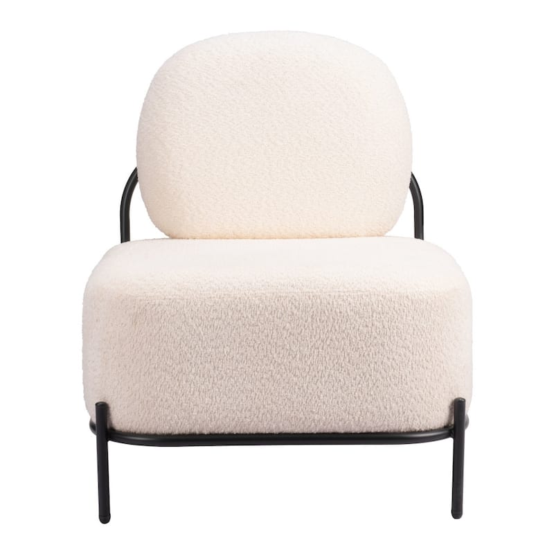 HomeRoots 27" White And Black Sherpa And Upholstered Side Chair - 27' X '30.7' X '29