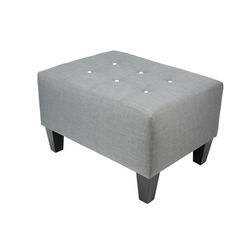 MJL Furniture MAX Squared Decorative Button Tufted Upholstered Grey Firm Ottoman