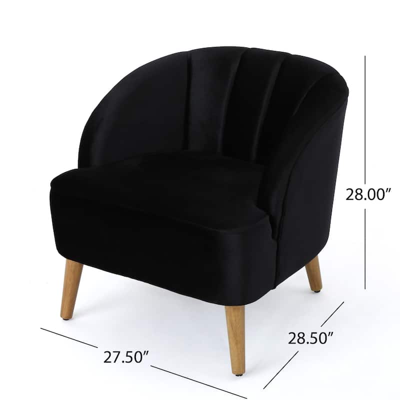 Black Modern 27.5" Upholstered Club Chair with Rubber Wood Legs for Living Room