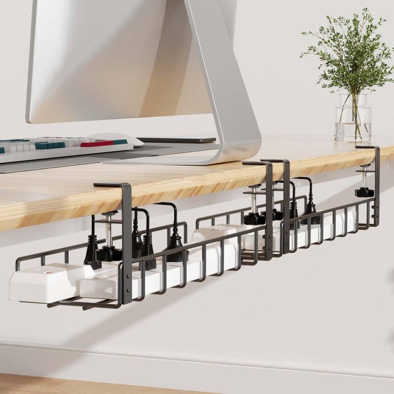 2 Pack Cable Management Under Desk Tray - 15.7L x 4.7W x 5.9H (40 x 12 x 15 cm)