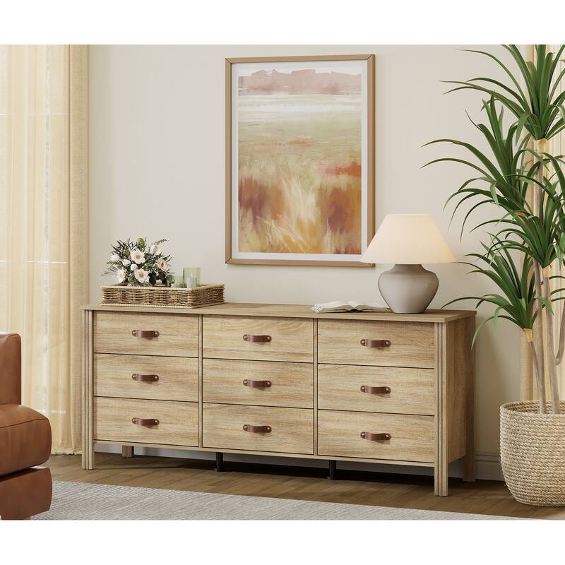 WAMPAT White Dresser for Bedroom, Large Long Dresser with Fabric Drawers, Kids Dressers & Chest of Drawers,