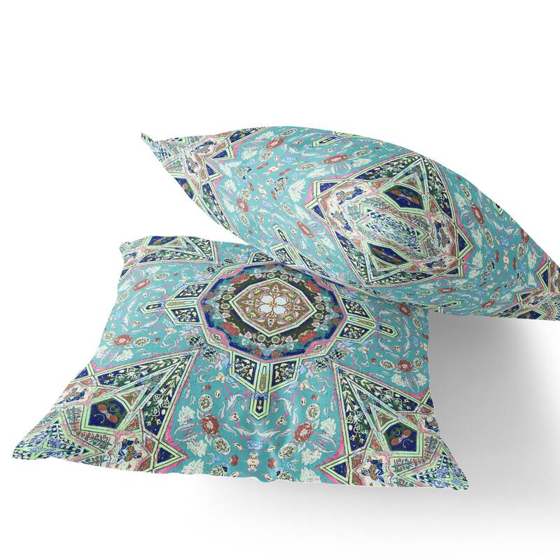 HomeRoots Set of Two 16" X 16" Green and Brown Blown Seam Floral Indoor Outdoor Throw Pillow - 16.00' X '16.00' X '5.00