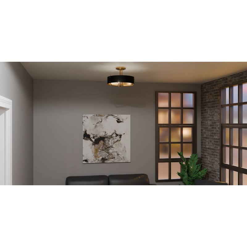 Madden 3-Light Aged Brass Semi-Flush Mount Light