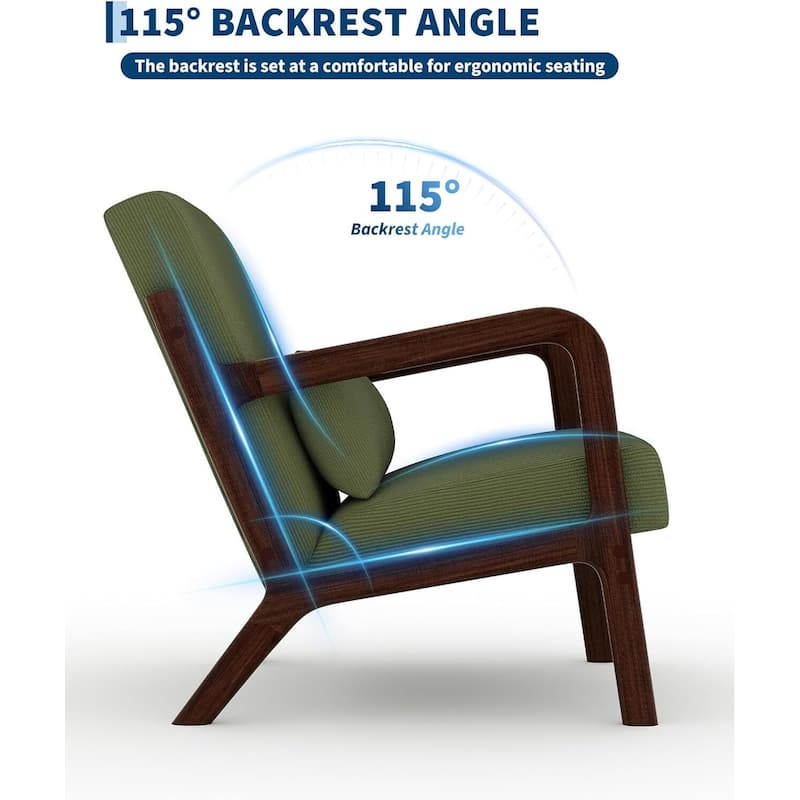 Modern Wide-Wale Corduroy Accent Sofa Chair, Lounge Armchair with Lumbar Pillow for Living Room, Bedroom