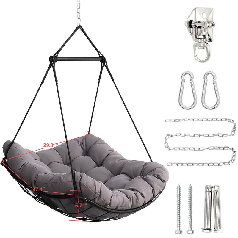 Oversized Swing Chair Hammock Chair with 360掳 Swivel Ring, Hanging Sling Chair with Waterproof Cushioned