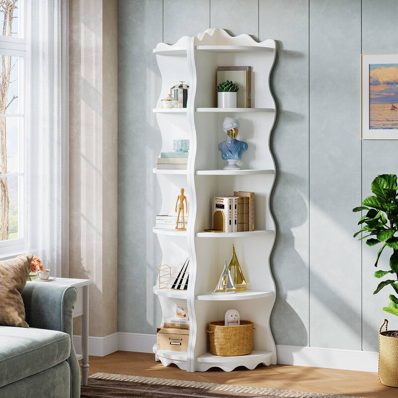 6-Tier Corner Shelf, 70.8 Inch Tall Corner Bookcase and Bookshelves