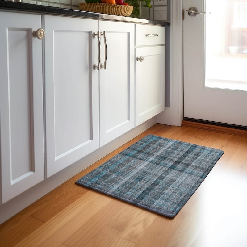 Premium Washable Super Soft Plaid Mayfield Rug - Teal - 1' 8" x 2' 6" - Rectangle