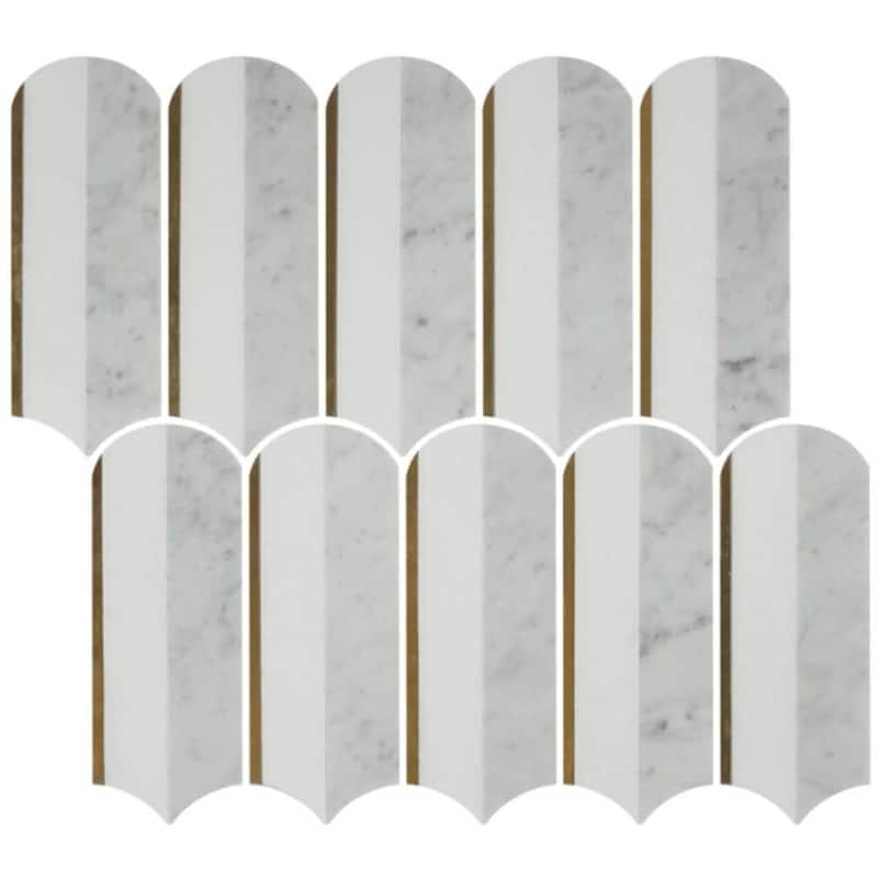 Mad Decade 12x12 Polished Marble Mosaic Tile - Floor, Wall, Backsplash - 1 Sheet (1.05 Sq. ft.) - Grey