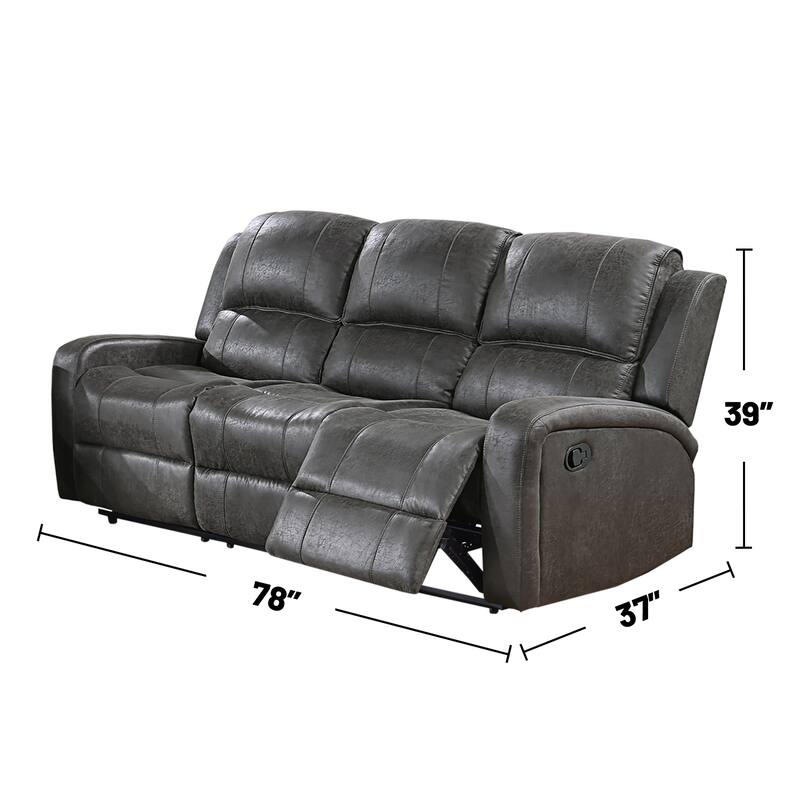 Leather-Like Fabric Upholstered Manual Reclining Sofa