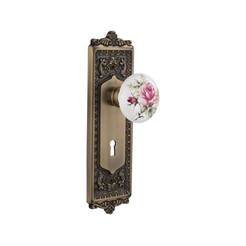 Nostalgic Warehouse Rose Porcelain Solid Brass Dummy Door Knob Set