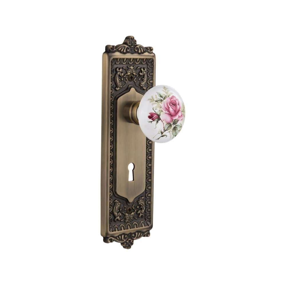 Nostalgic Warehouse Rose Porcelain Solid Brass Dummy Door Knob Set
