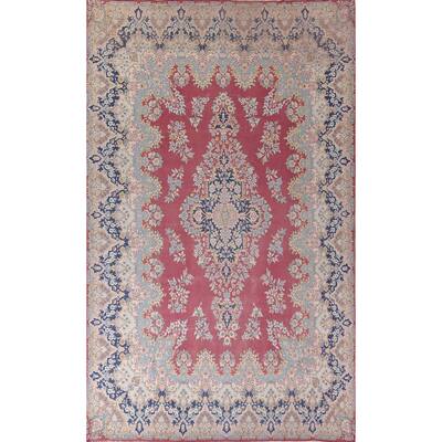 Vintage Kerman Persian Large Vintage Area Rug Hand-Knotted Wool Carpet - 9'8"x 15'11"