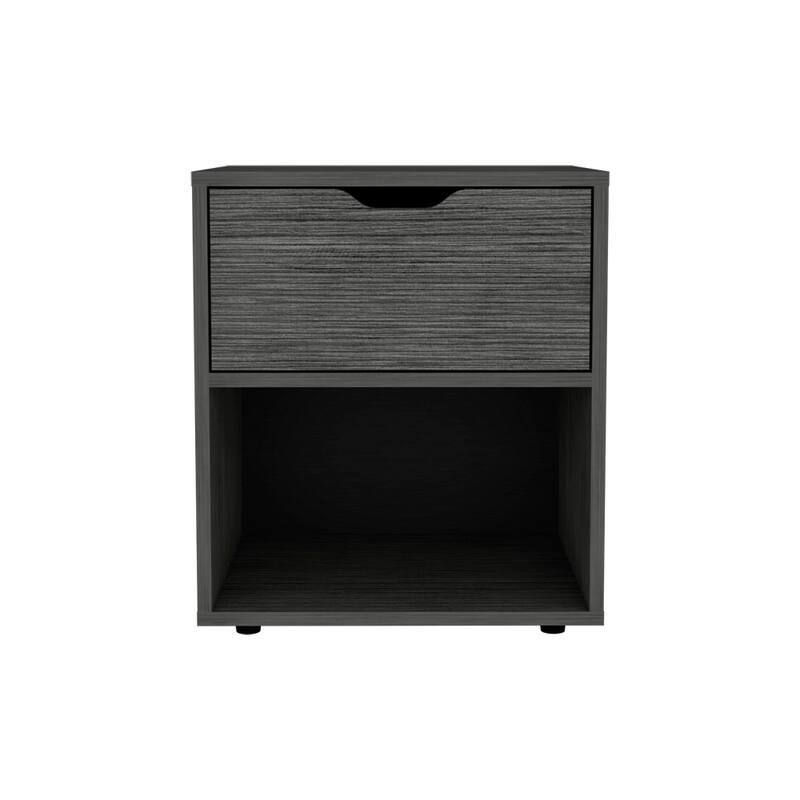 Sleek Light Gray Nightstand with Storage Shelf and Drawer - Light Gray