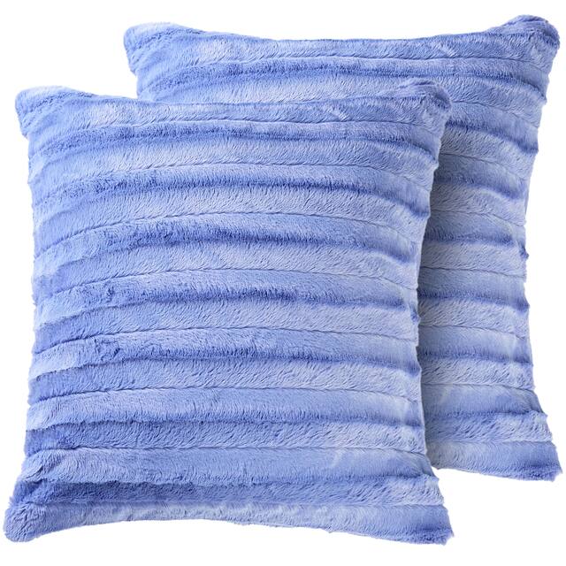 Cheer Collection Solid Color Faux Fur Throw Pillows (Set of 2) - 26x26 - Very Peri