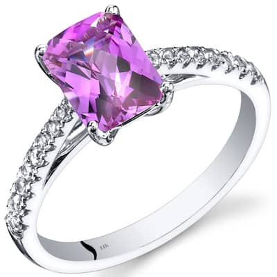 14k White Gold 2.16ct Created Pink Sapphire and White Topaz Ring