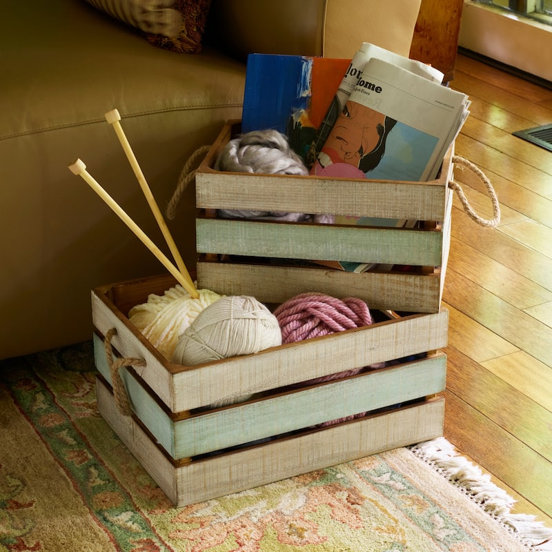 Elements Set of 2 Multi-Color Crates 13, 15 Inch