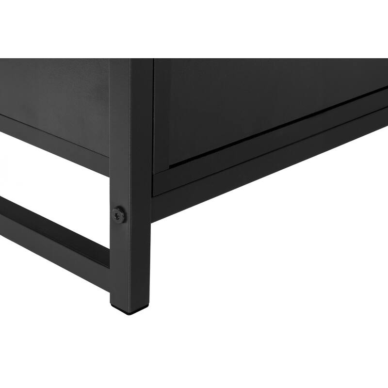 Modern 48-Inch TV Stand with Storage Drawers, Black Laminate & Metal Frame for Contemporary Home Decor