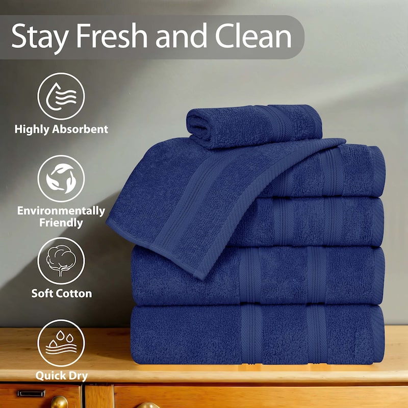 Superior Smart Dry Zero Twist Cotton Hand Towels, Set of 6