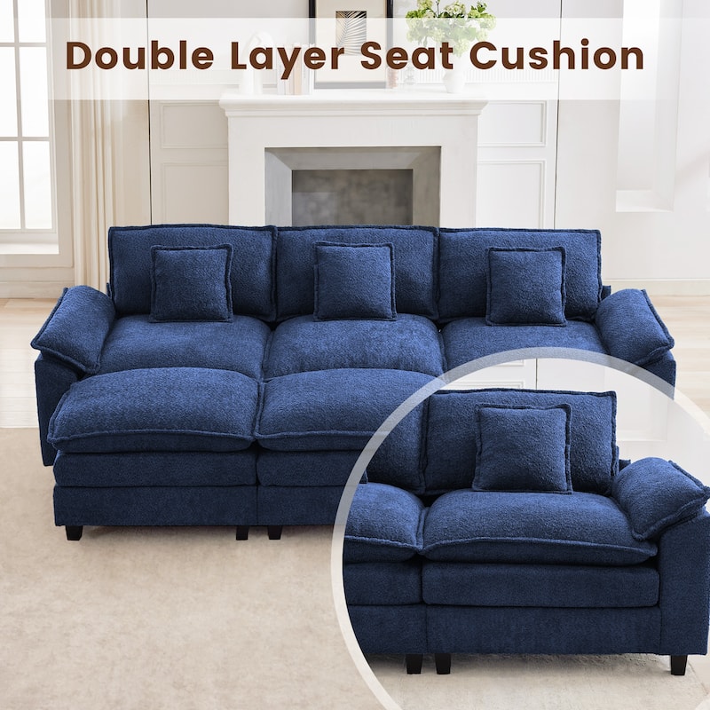 Modular Chenille Sectional Sofa with Ottomans, Deep Seat, Wide Padded Armrests, 2-Seat / 3-Seat / 4-Seat Options