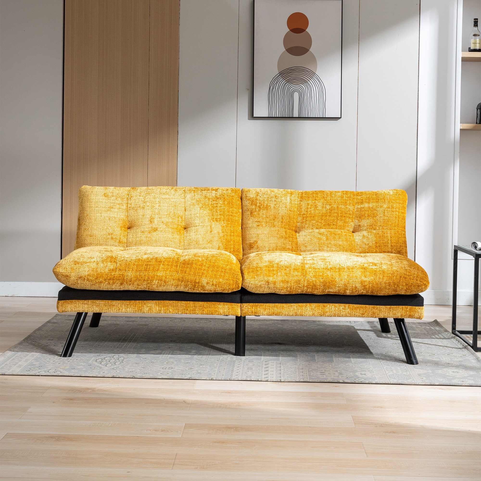 Yellow futon couch sale
