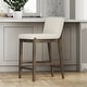 preview thumbnail 28 of 115, Gracie Modern Bar Stool, Boucle Upholstered Chair and Brushed Wooden Legs Single - Cream Boucle/Dark Brown - Counter Height