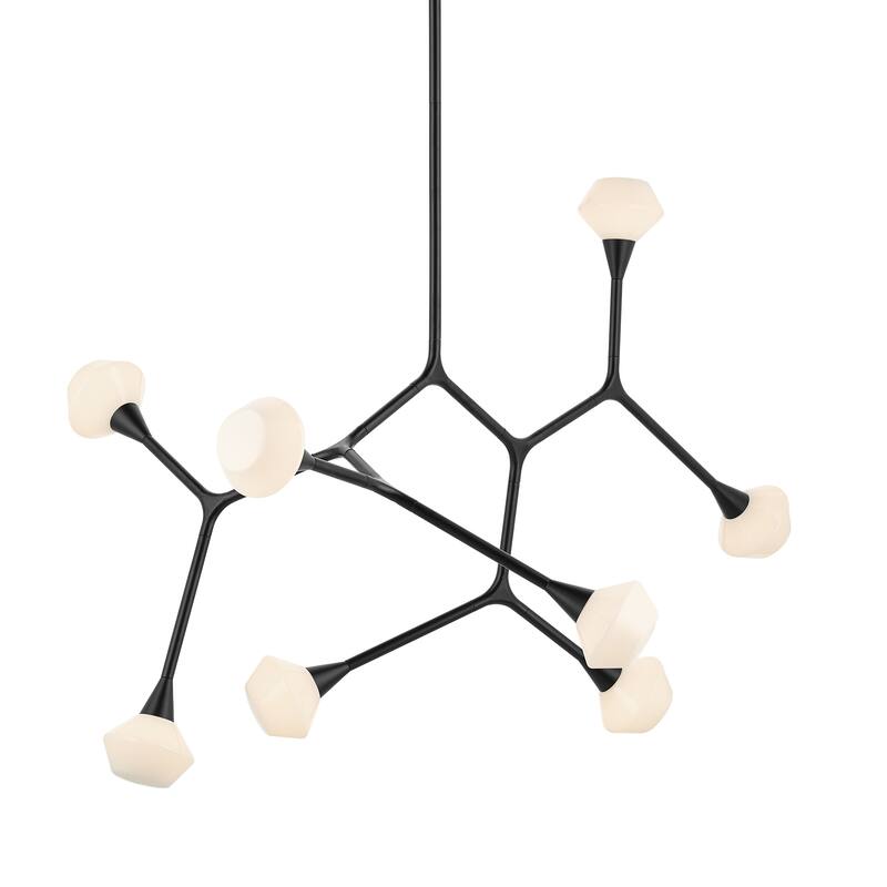 Cassius 52.5 Inch 8 Light Convertible Chandelier with Opal Glass in Black