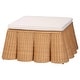 preview thumbnail 25 of 32, Palm Scallop Natural Rattan Ottoman with Cushion – Handwoven Wicker Accent Bench or Footrest for Living Room or Sunroom, Square Brown - Large