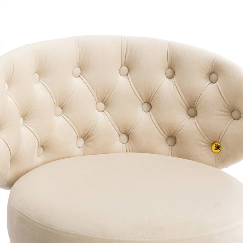 Contemporary Counter Bar Stools with Button Tufted Back（Set of 2）Beige - Set of 2