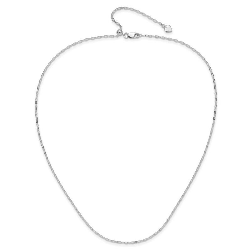Curata 925 Sterling Silver Italian Rhodium 22" 2mm Adjustable Small Oval Link Chain Necklace