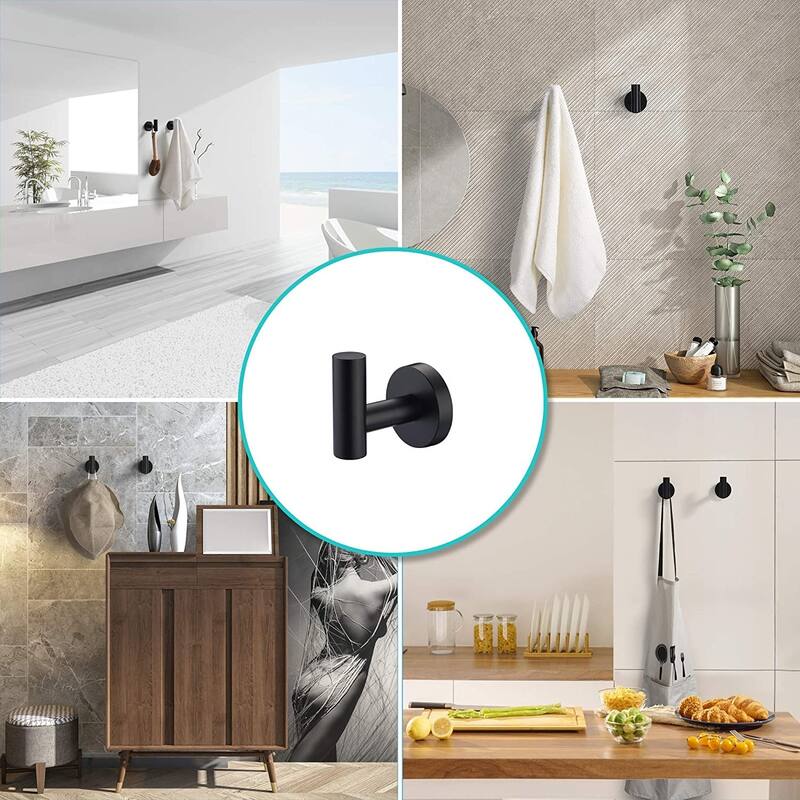 6-Pack Bathroom Robe and Towel Hook in Stainless Steel