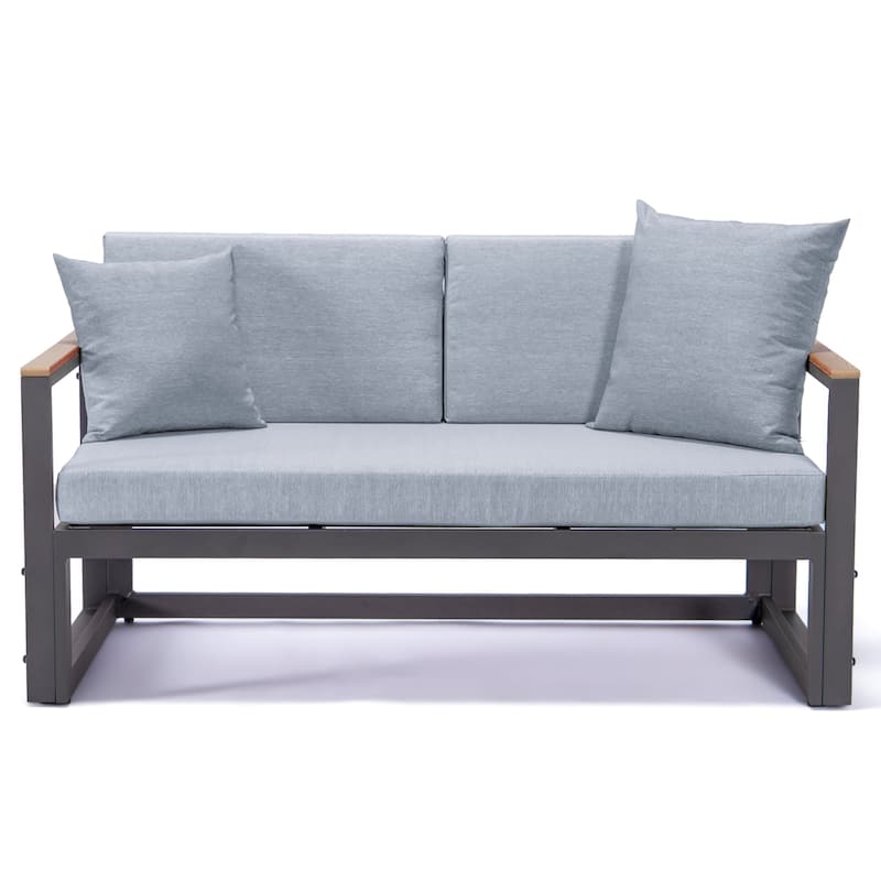 Chelsea 3-Piece Adjustable Headrest All-Weather Sectional Set in Aluminum Frame with Removable Cushion Covers for Indoor/Outdoor