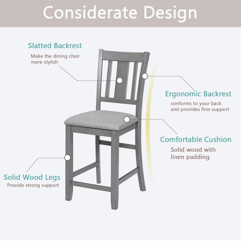Set of 4 Counter Height Dining Chairs with Padded Seats