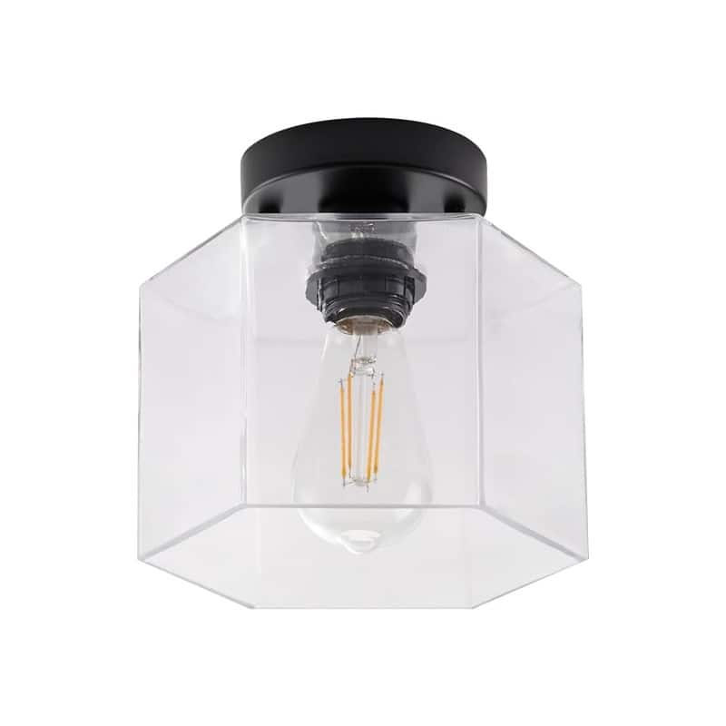 2 Pack led light clear glass, black light fixture glass, metal ceiling light - N/A