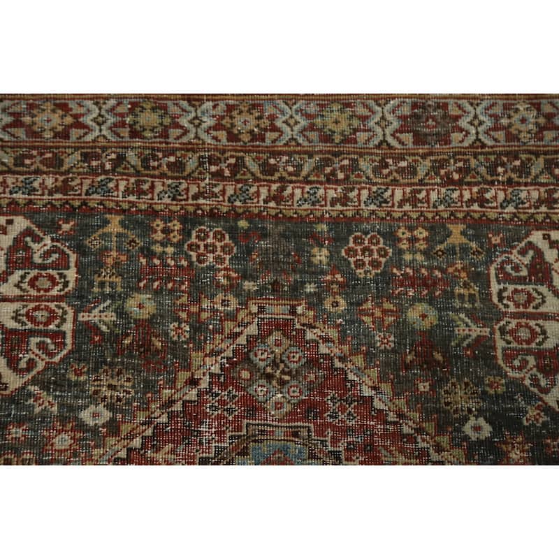 Hand Knotted Oriental 100% Wool Carpet Traditional Tribal Oranges & Rust Abadeh ( Nafar ) Area Rug - 6' 10'' X 3' 7''