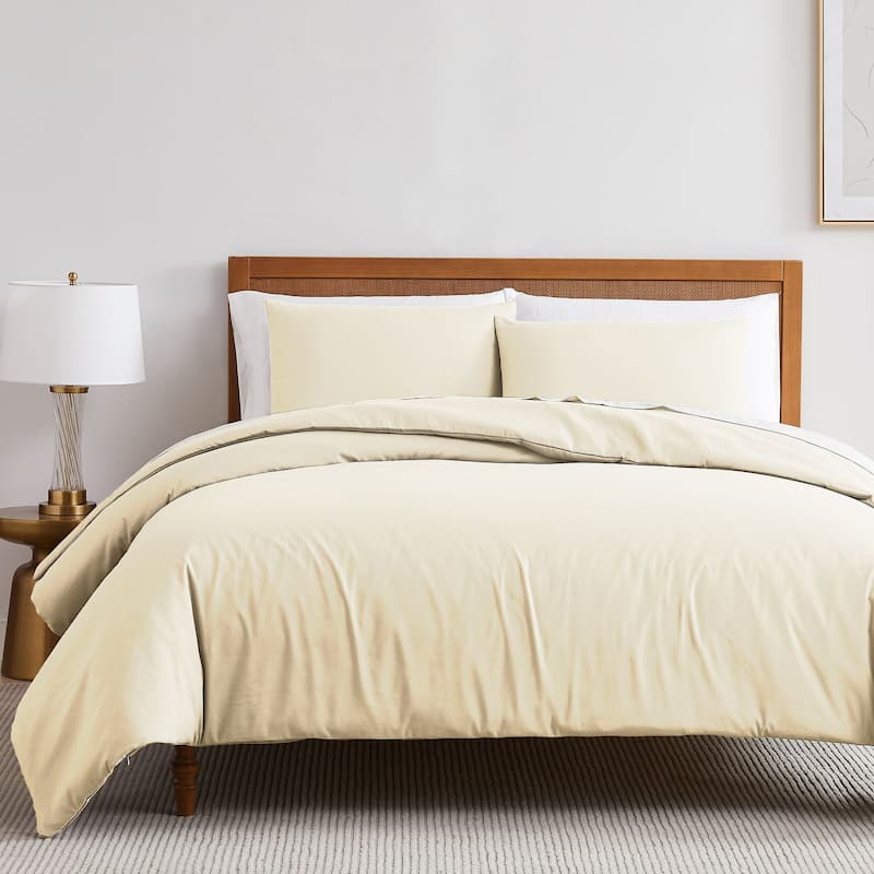 Vilano Series Ultra Soft 3-piece Duvet Cover Set - Off White - Full - Queen