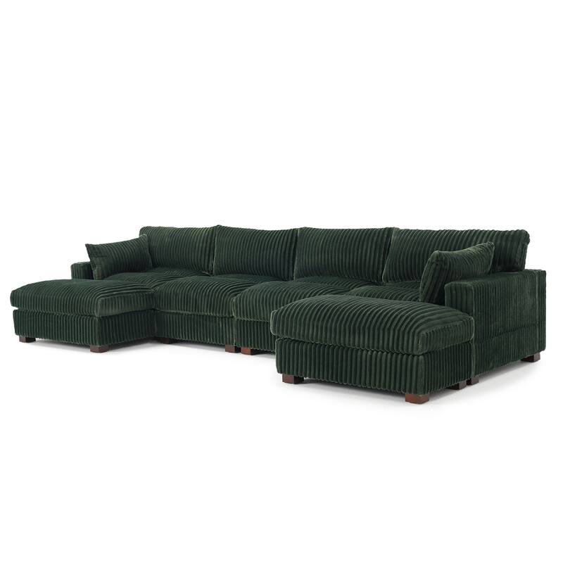 Modren Plush Oversized Modular Sectional Sofa Set with Chaise&Ottoman.
