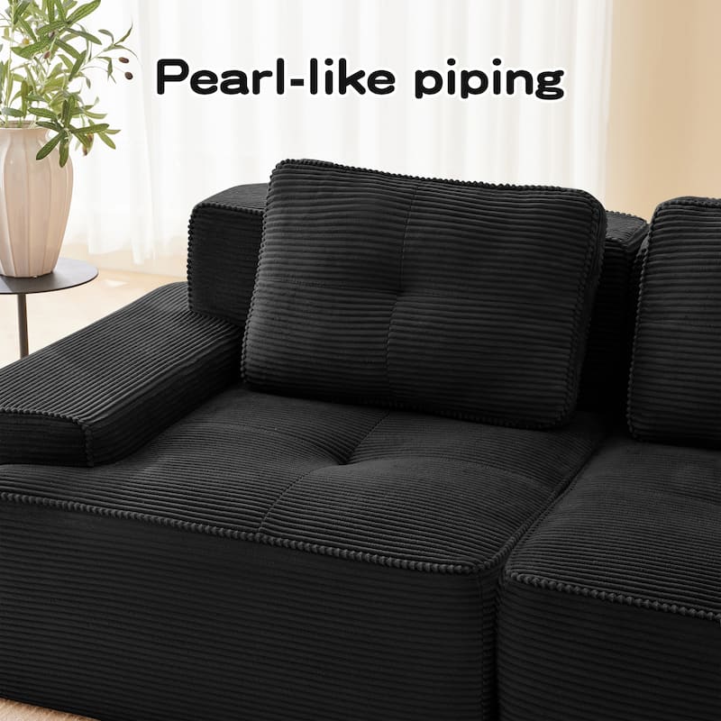 Modern U-Shaped Corduroy Sectional Sofa Couch with Removable Ottoman