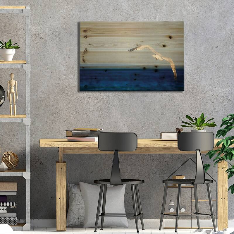 Blue Lake I Print On Wood by Elizabeth Urquhart - Multi-Color