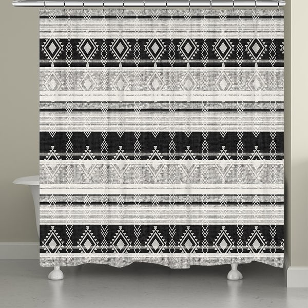 slide 2 of 7, Laural Home Sierra Black and White Shower Curtain