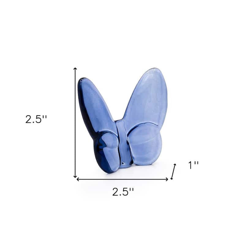 HomeRoots 3" Dark Blue Crystal Butterfly Figurine Tabletop Sculpture
